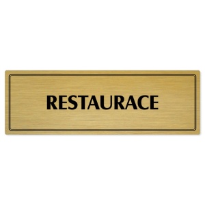 Restaurace, 200x66mm, zlatá popiska s dvojtým rámečkem