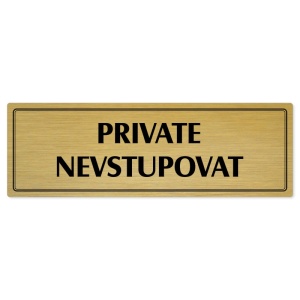 Private, 240x79mm, zlatá popiska s dvojtým rámečkem