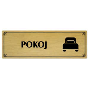 Pokoj, 200x66mm, zlatá popiska s okrasným rámečkem  