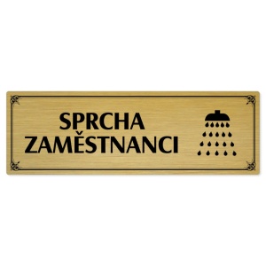 Sprcha zaměstnanci, 200x66mm, zlatá popiska s okrasným rámečkem  
