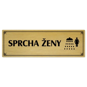 Sprcha ženy, 240x79mm, zlatá popiska s okrasným rámečkem  
