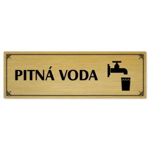Pitná voda, 240x79mm, zlatá popiska s okrasným rámečkem  