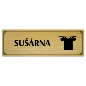 Sušárna, 200x66mm, zlatá popiska s okrasným rámečkem  