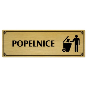 Popelnice, 240x79mm, zlatá popiska s okrasným rámečkem  