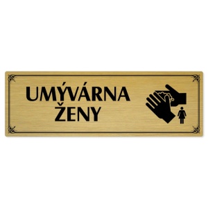 Umývárna ženy, 200x66mm, zlatá popiska s okrasným rámečkem  