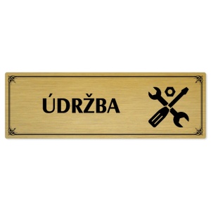 Údržba, 200x66mm, zlatá popiska s okrasným rámečkem  