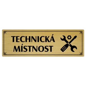 Technická místnost, 240x79mm, zlatá popiska s okrasným rámečkem  