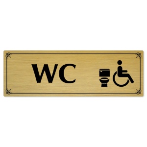 WC invalida, 200x66mm, zlatá popiska s okrasným rámečkem  