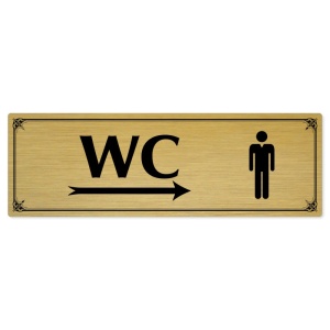 WC muži vpravo, 200x66mm, zlatá popiska s okrasným rámečkem  