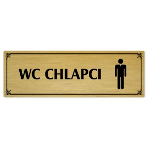 WC chlapci, 200x66mm, zlatá popiska s okrasným rámečkem  