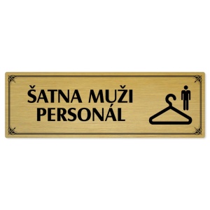 Šatna muži personál, 240x79mm, zlatá popiska s okrasným rámečkem  
