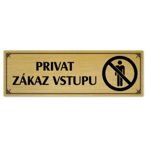 Privat, 240x79mm, zlatá popiska s okrasným rámečkem  
