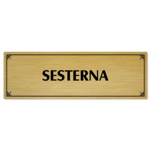 Sesterna, 240x79mm, zlatá popiska s okrasným rámečkem  