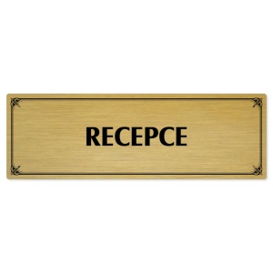 Recepce, 240x79mm, zlatá popiska s okrasným rámečkem  