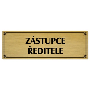 Zástupce ředitele, 240x79mm, zlatá popiska s okrasným rámečkem  