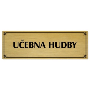 Učebna hudby, 240x79mm, zlatá popiska s okrasným rámečkem  