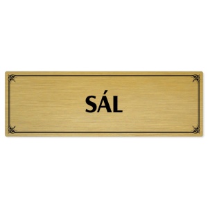 Sál, 240x79mm, zlatá popiska s okrasným rámečkem  