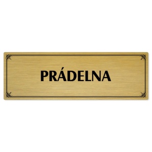 Prádelna, 200x66mm, zlatá popiska s okrasným rámečkem  