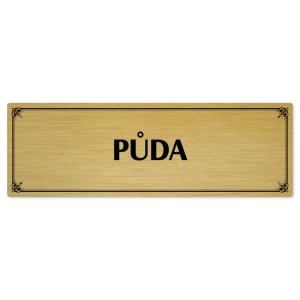 Půda, 240x79mm, zlatá popiska s okrasným rámečkem  