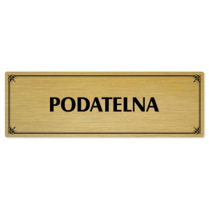 Podatelna, 200x66mm, zlatá popiska s okrasným rámečkem  