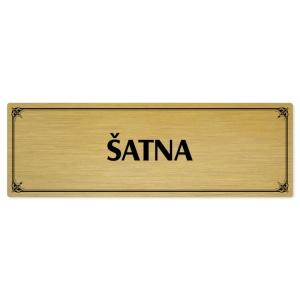 Šatna, 200x66mm, zlatá popiska s okrasným rámečkem  