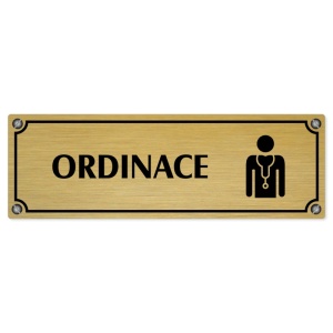 Ordinace, 240x79mm, zlatá popiska s imitacemi šroubků