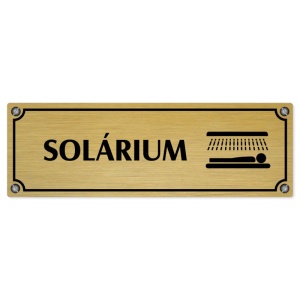 Solárium, 240x79mm, zlatá popiska s imitacemi šroubků