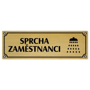Sprcha zaměstnanci, 240x79mm, zlatá popiska s imitacemi šroubků
