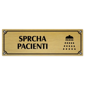 Sprcha pacienti, 240x79mm, zlatá popiska s imitacemi šroubků