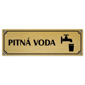 Pitná voda, 240x79mm, zlatá popiska s imitacemi šroubků