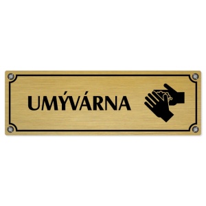 Umývárna, 240x79mm, zlatá popiska s imitacemi šroubků