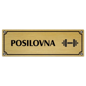 Posilovna, 200x66mm, zlatá popiska s imitacemi šroubků