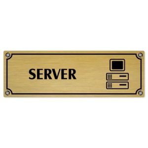 Server, 200x66mm, zlatá popiska s imitacemi šroubků