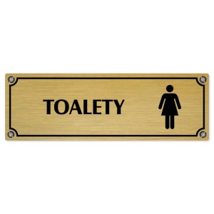 Toalety ženy, 200x66mm, zlatá popiska s imitacemi šroubků
