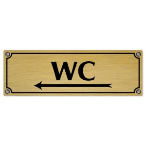 WC vlevo, 200x66mm, zlatá popiska s imitacemi šroubků