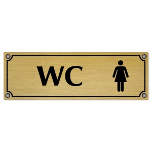 WC ženy, 200x66mm, zlatá popiska s imitacemi šroubků