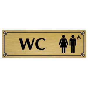 WC společné invalida, 240x79mm, zlatá popiska s imitacemi šroubků
