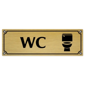 WC, 200x66mm, zlatá popiska s imitacemi šroubků