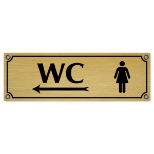 WC ženy vlevo, 240x79mm, zlatá popiska s imitacemi šroubků