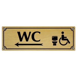 WC invalida vlevo, 240x79mm, zlatá popiska s imitacemi šroubků