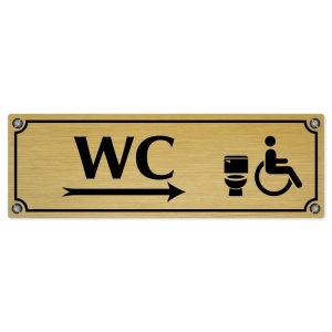 WC invalida vpravo, 240x79mm, zlatá popiska s imitacemi šroubků