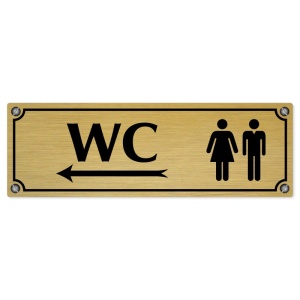 WC společné vlevo, 240x79mm, zlatá popiska s imitacemi šroubků