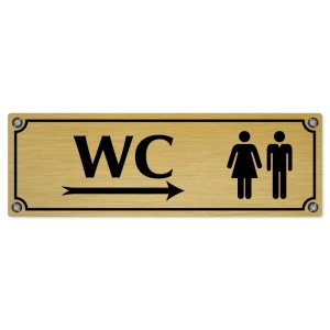 WC společné vpravo, 200x66mm, zlatá popiska s imitacemi šroubků