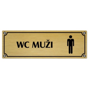 WC muži, 200x66mm, zlatá popiska s imitacemi šroubků