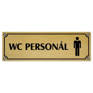 WC personál muži, 200x66mm, zlatá popiska s imitacemi šroubků
