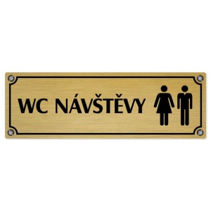 WC návštěvy společné, 240x79mm, zlatá popiska s imitacemi šroubků