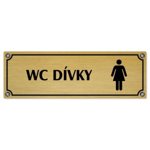WC dívky, 200x66mm, zlatá popiska s imitacemi šroubků