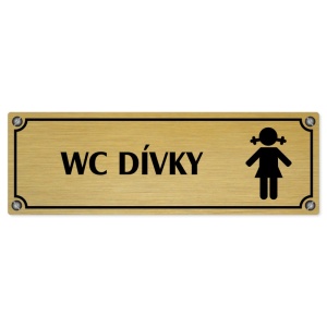 WC dívky, 240x79mm, zlatá popiska s imitacemi šroubků