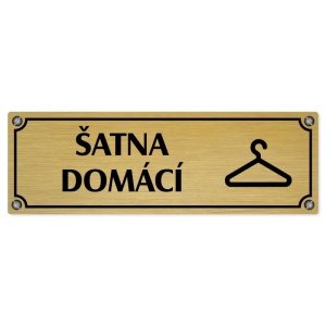 Šatna domácí, 200x66mm, zlatá popiska s imitacemi šroubků