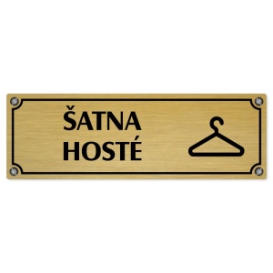 Šatna hosté, 240x79mm, zlatá popiska s imitacemi šroubků